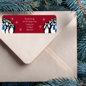 Kerstpinguïn retour adres rood etiket