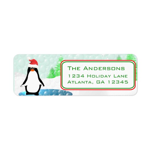 kerstpinguïn Retouradres Etiket (Voorkant)