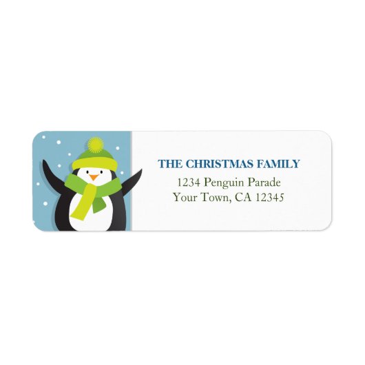 Kerstpinguïn Retouradres label (Voorkant)