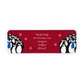 Kerstpinguïn Retouradres Rood Etiket (Voorkant)