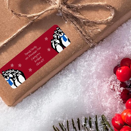 Kerstpinguïn Retouradres Rood Etiket
