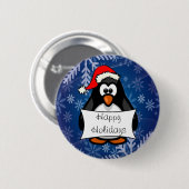 Kerstpinguïn Ronde Button 5,7 Cm (Voorkant /achterkant)