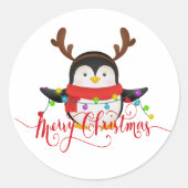 Kerstpinguïn Ronde Sticker (Voorkant)