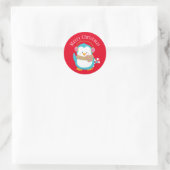 Kerstpinguïn Ronde Sticker (Tas)