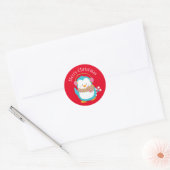 Kerstpinguïn Ronde Sticker (Envelop)