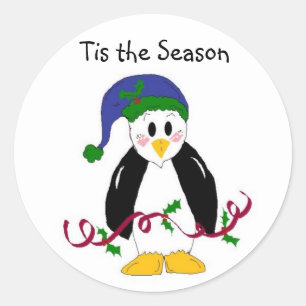 Kerstpinguïn Ronde Sticker