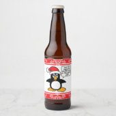 kerstpinguïn Santa Naughty List Bier Etiket (Voorkant)