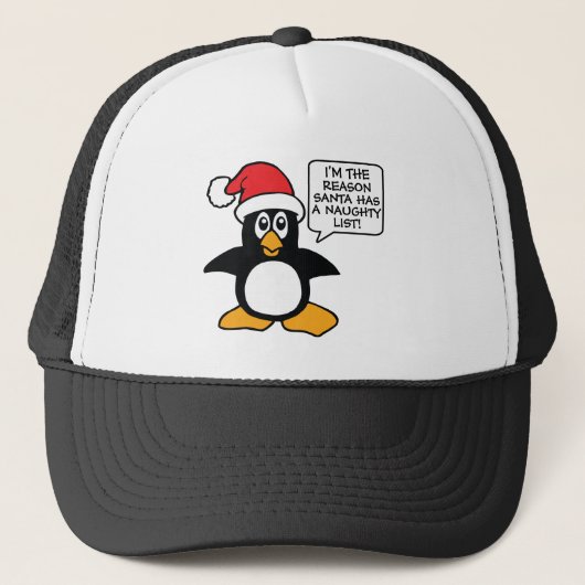 kerstpinguïn Santa Naughty List Trucker Pet (Voorkant)