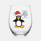 kerstpinguïn Santa Naughty List Wijnglas Zonder Voet (Voorkant)