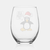 kerstpinguïn Santa Naughty List Wijnglas Zonder Voet (Achterkant)