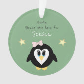 Kerstpinguïn Santa stop hier groen Ornament (voorkant)