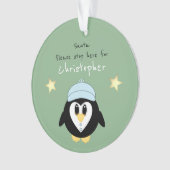 Kerstpinguïn Santa stop hier groen Ornament (voorkant)