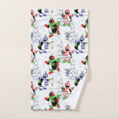 kerstpinguïn schaatsen bad handdoek (Handdoek)