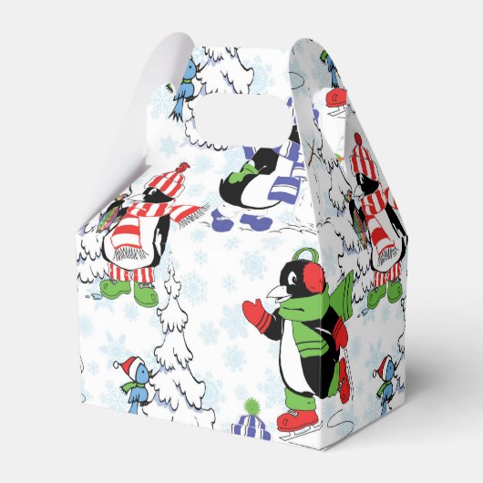 kerstpinguïn schaatsen bedankdoosjes (Voorkant Zijde)