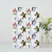 kerstpinguïn schaatsen briefpapier (Staand voorkant)