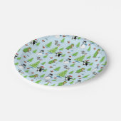 Kerstpinguïn schaatsen en beren vissers papieren bordje (Gekanteld)