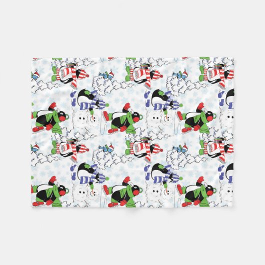 kerstpinguïn schaatsen fleece deken (Voorkant (Horizontaal))