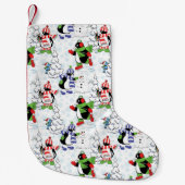 kerstpinguïn schaatsen kleine kerstsok (Voorkant)