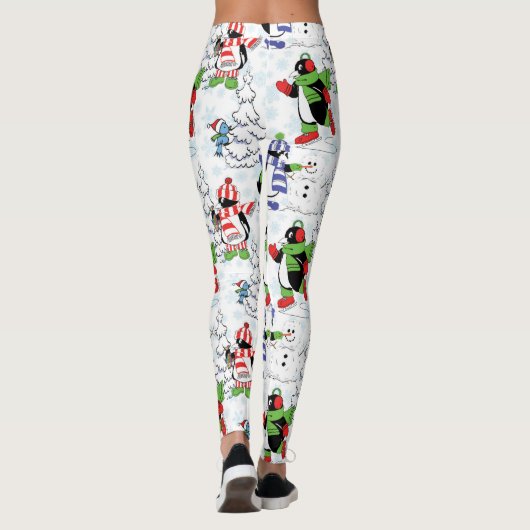 kerstpinguïn schaatsen leggings (Achterkant)
