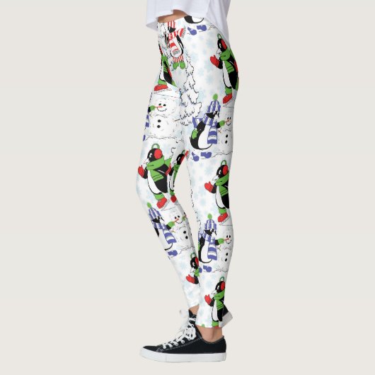 kerstpinguïn schaatsen leggings (Links)