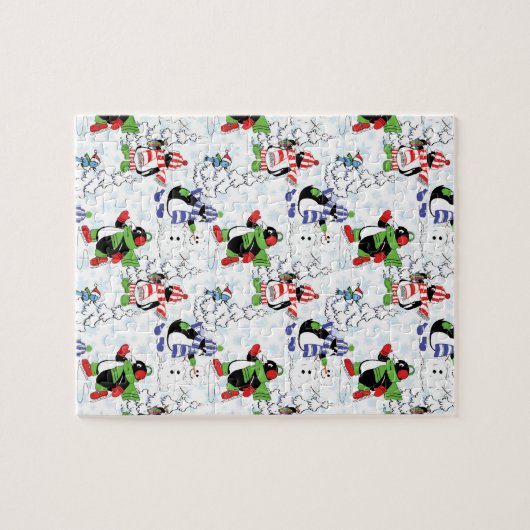 kerstpinguïn schaatsen legpuzzel (Horizontaal)