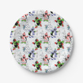 kerstpinguïn schaatsen papieren bordje (Voorkant)