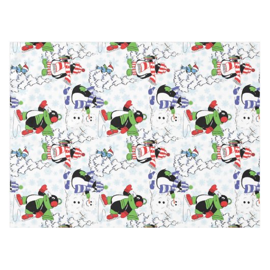 kerstpinguïn schaatsen tafelkleed (Voorkant (Horizontaal))