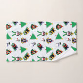 kerstpinguïn skiën bad handdoek (Handdoek)