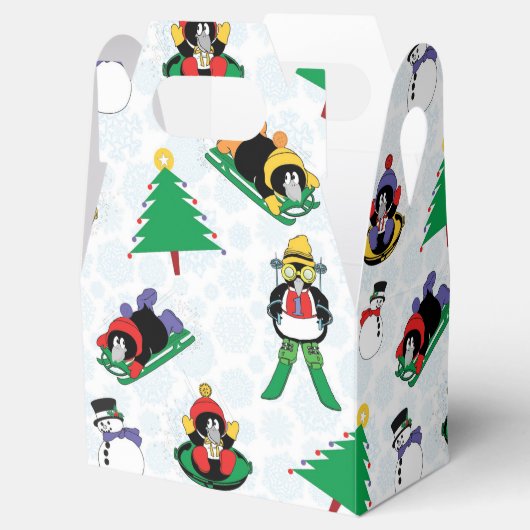 kerstpinguïn skiën bedankdoosjes (Geopend)