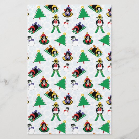kerstpinguïn skiën briefpapier (Voorkant)