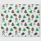 kerstpinguïn skiën cadeaupapier (Vlak)