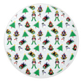 kerstpinguïn skiën keramische knop (Voorkant)