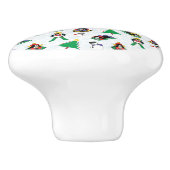 kerstpinguïn skiën keramische knop (Zijkant)