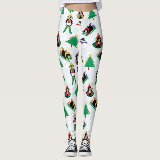 kerstpinguïn skiën leggings (Voorkant)
