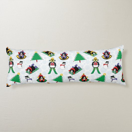 kerstpinguïn skiën lichaamskussen (Achterkant)