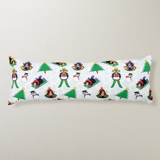 kerstpinguïn skiën lichaamskussen (Voorkant)