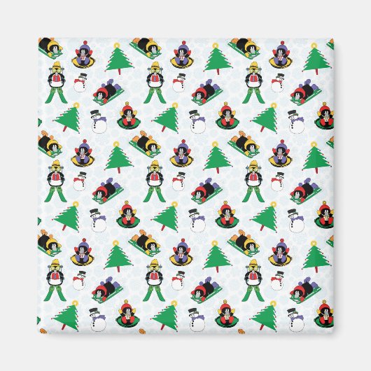 kerstpinguïn skiën magneet (Voorkant)