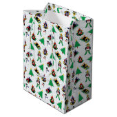 kerstpinguïn skiën medium cadeauzakje (Achterkant Gekanteld)