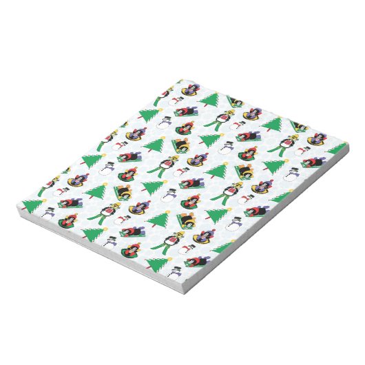 kerstpinguïn skiën notitieblok (Linkerzijde)