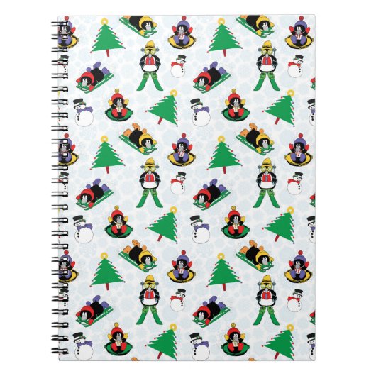 kerstpinguïn skiën notitieboek (Voorkant)
