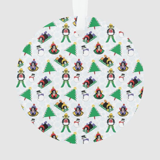 kerstpinguïn skiën ornament (achterkant)