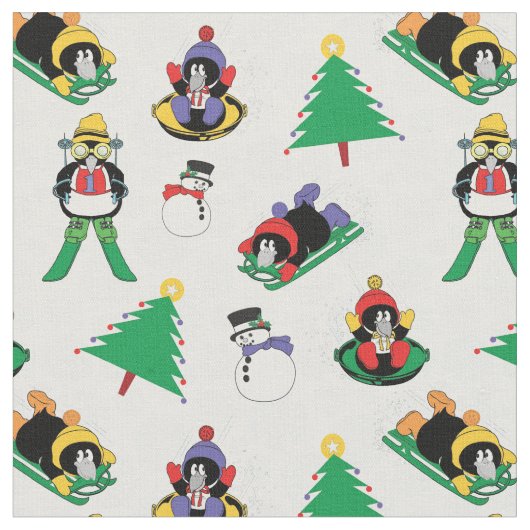 kerstpinguïn skiën stof (Close Up)