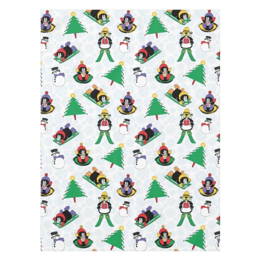 kerstpinguïn skiën tafelkleed (Voorkant)