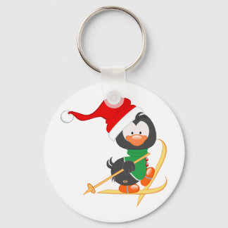kerstpinguïn Skiing Sleutelhanger