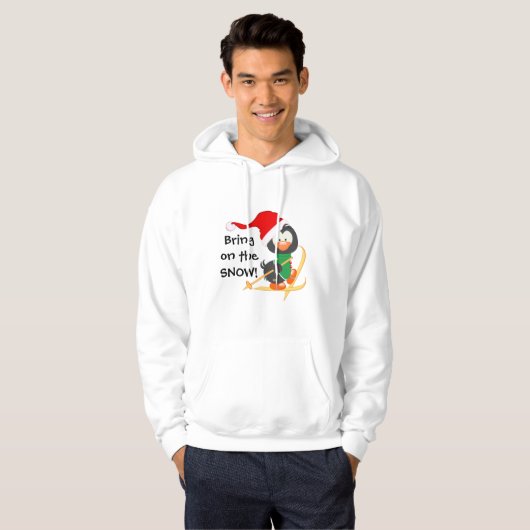 kerstpinguïn Skiing Snow Hoodie (Voorkant volledig)