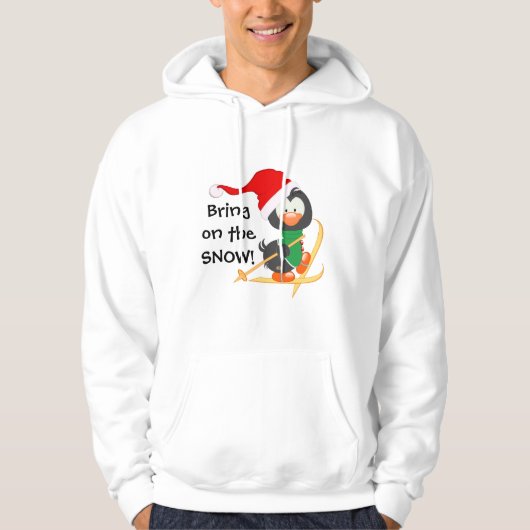 kerstpinguïn Skiing Snow Hoodie (Voorkant)