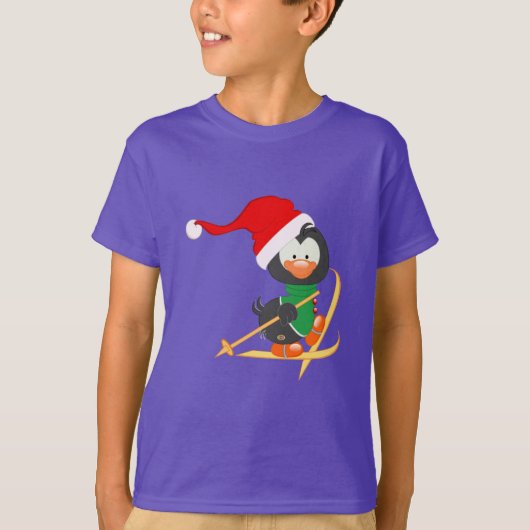 kerstpinguïn Skiing T-shirt (Voorkant)