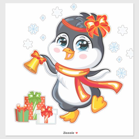 Kerstpinguïn Sticker (Vel)