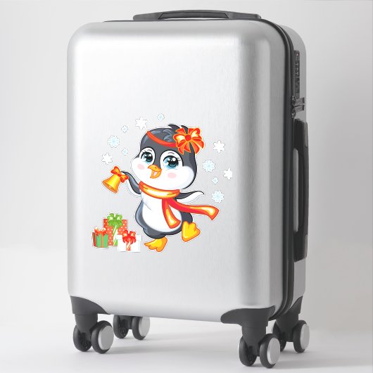 Kerstpinguïn Sticker (Koffer)