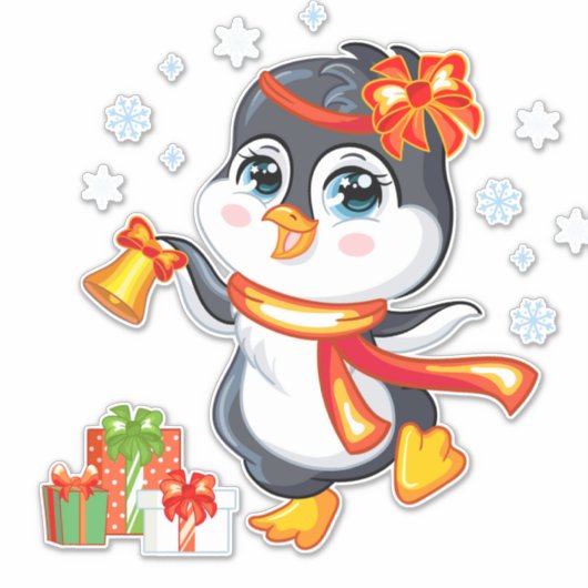 Kerstpinguïn Sticker (Voorkant)